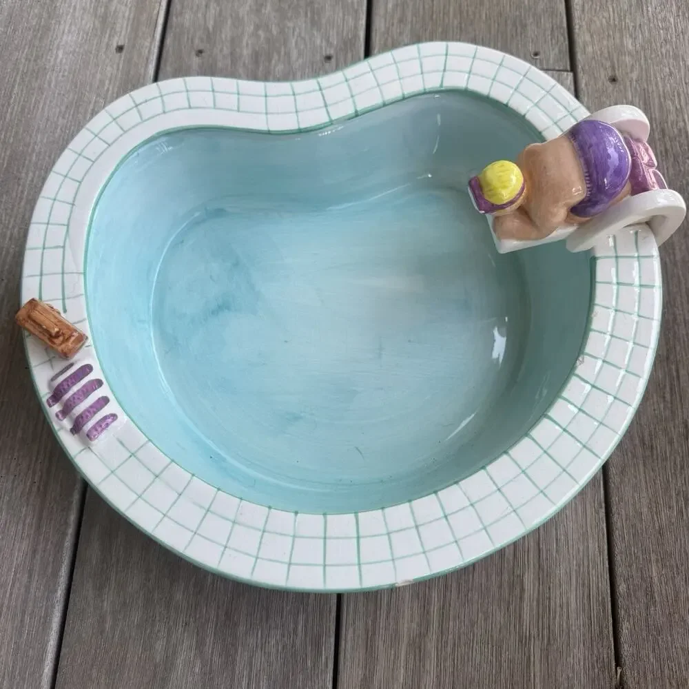 Vintage LOTUS 1995 Swimming Pool Hot Tub Party Chip & Dip Set Ceramic
